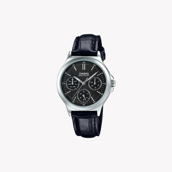 Casio Men's Stainless Steel Watch, Black Leather Strap | Mtp-V300l-1aud by i-watch