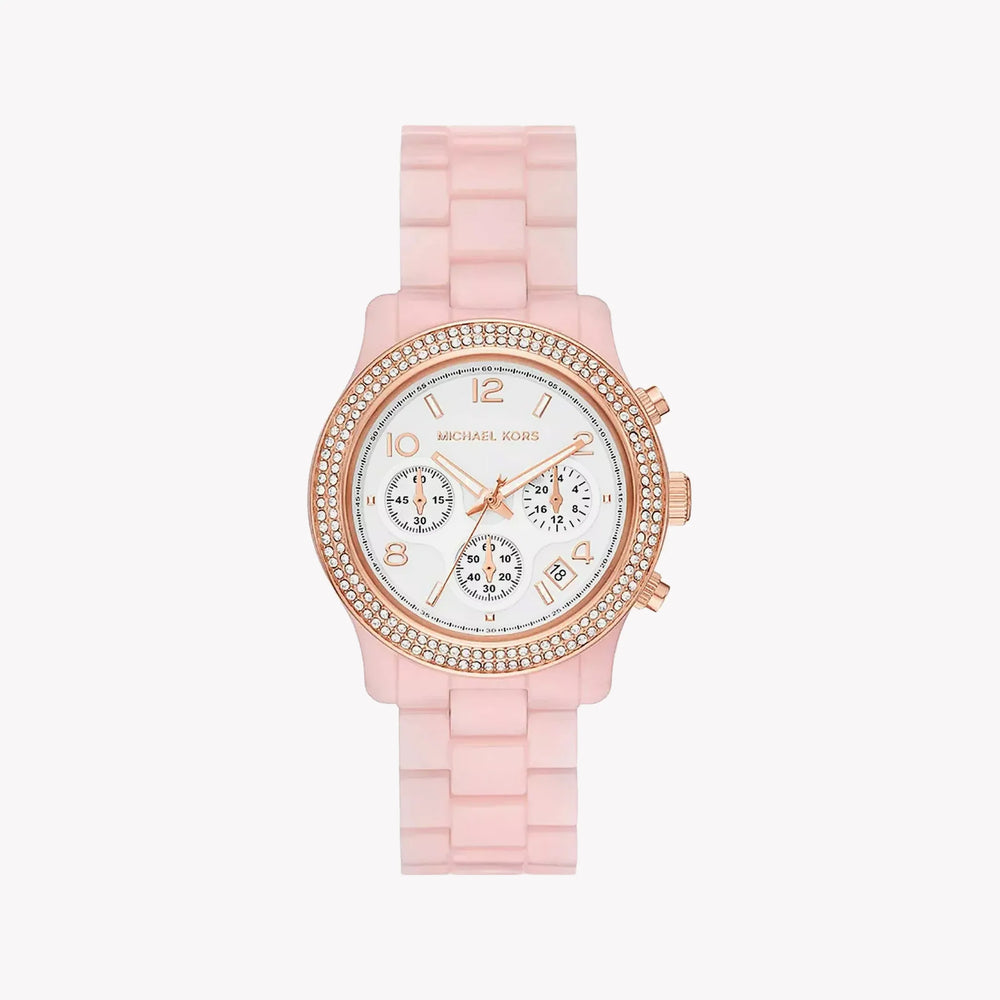 Michael Kors Women's Pink Rubber Watch, White Dial | Mk7424 by i-watch