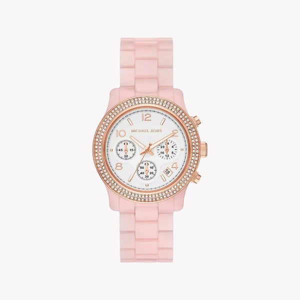Michael Kors Women's Pink Rubber Watch, White Dial | Mk7424 by i-watch