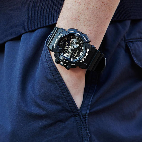 G-Shock Men's Black Resin Watch, Gold Accents | Ga-400gb-1a by i-watch