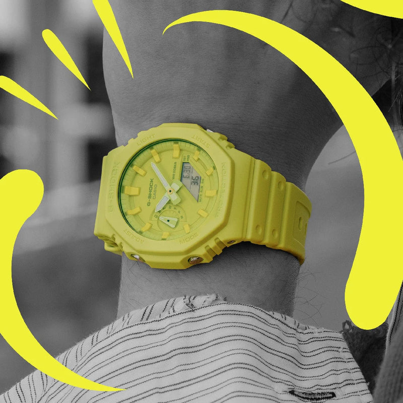 G-Shock Men's Yellow Resin Watch, Bright And Bold | Ga-2100-9a9dr by i-watch