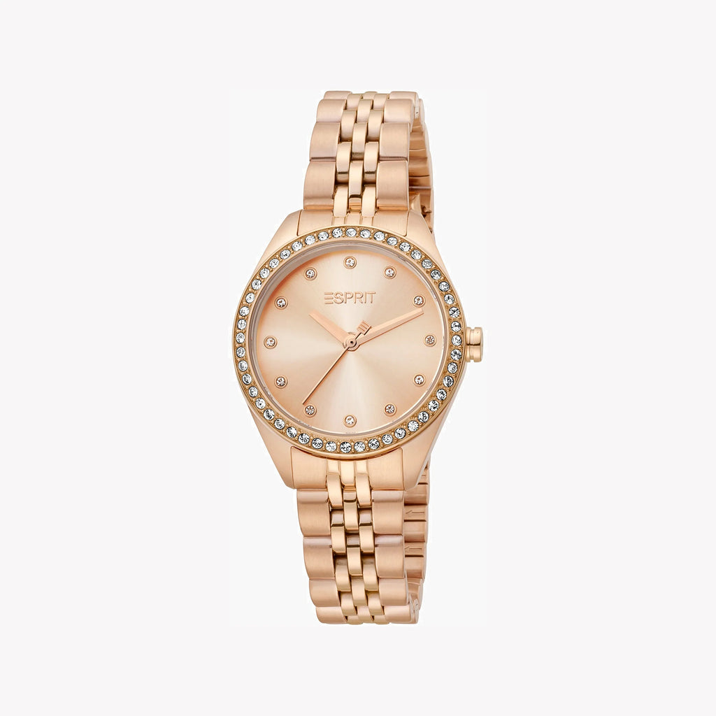 ESPRIT Women's Watch with Rose Gold Stainless Steel Case and Rose Gold Stainless Steel Band