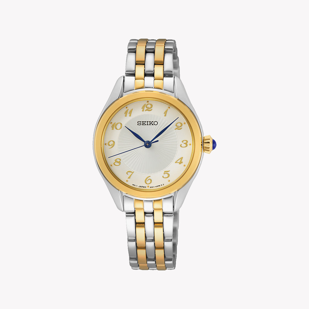 SEIKO SUR380P1 Women's Elegant Quartz Watch - 29mm Silver/Gold-i-Watch