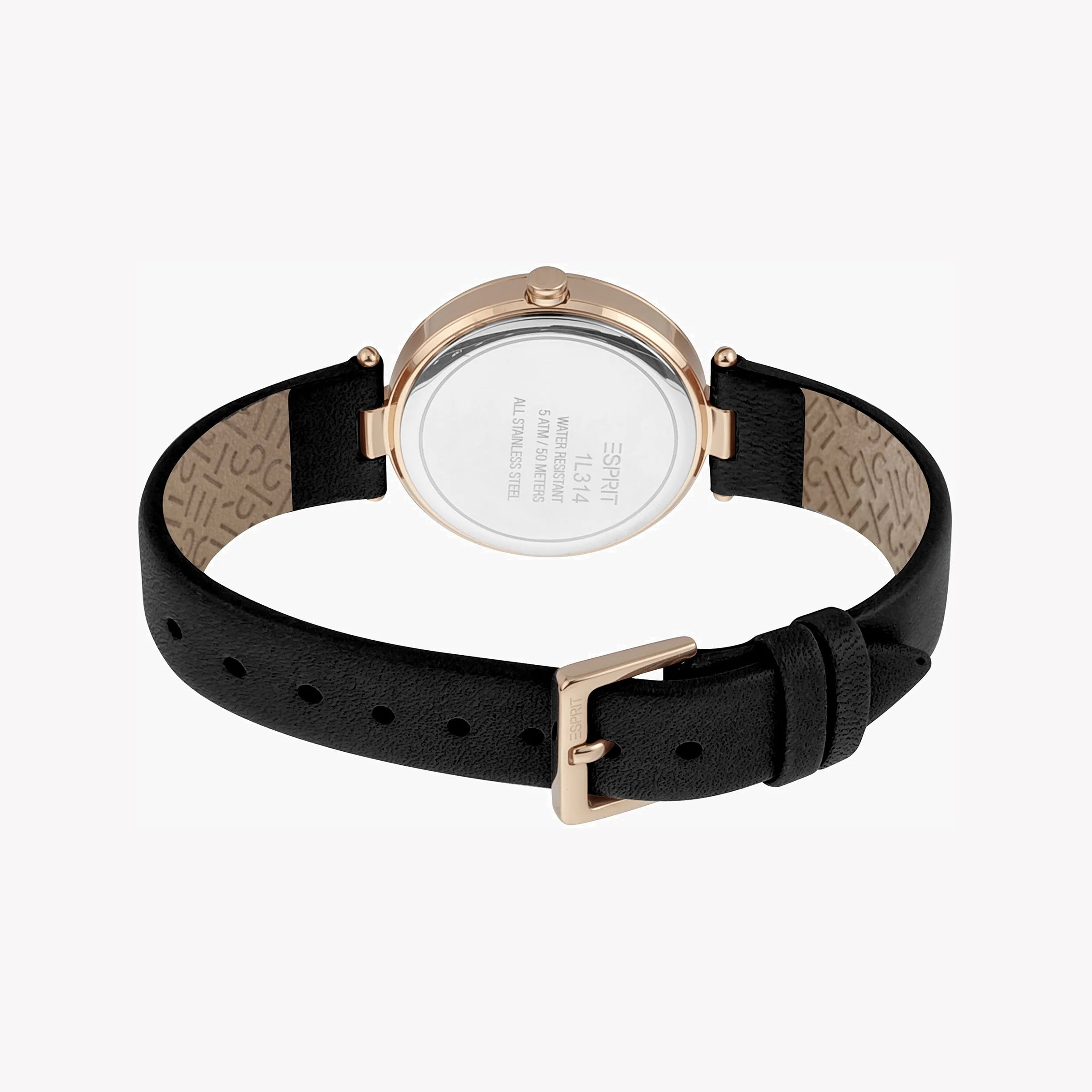 ESPRIT Women's Watch with Rose Gold Stainless Steel Case and Black Leather Band-i-Watch-3