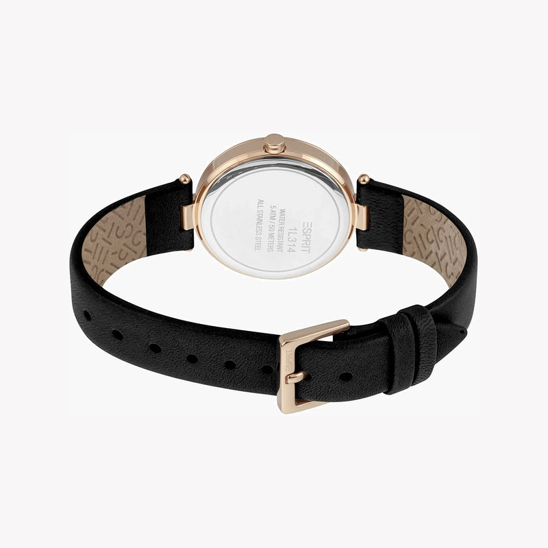 Esprit Women's Black Leather Watch, Black Dial | Es1l035m0015 by i-watch