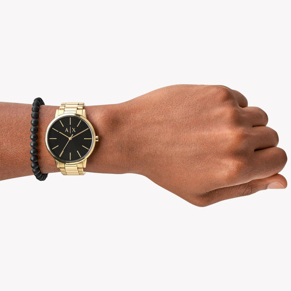 Armani Exchange Men's Gold Watch, Black Dial | Ax7119