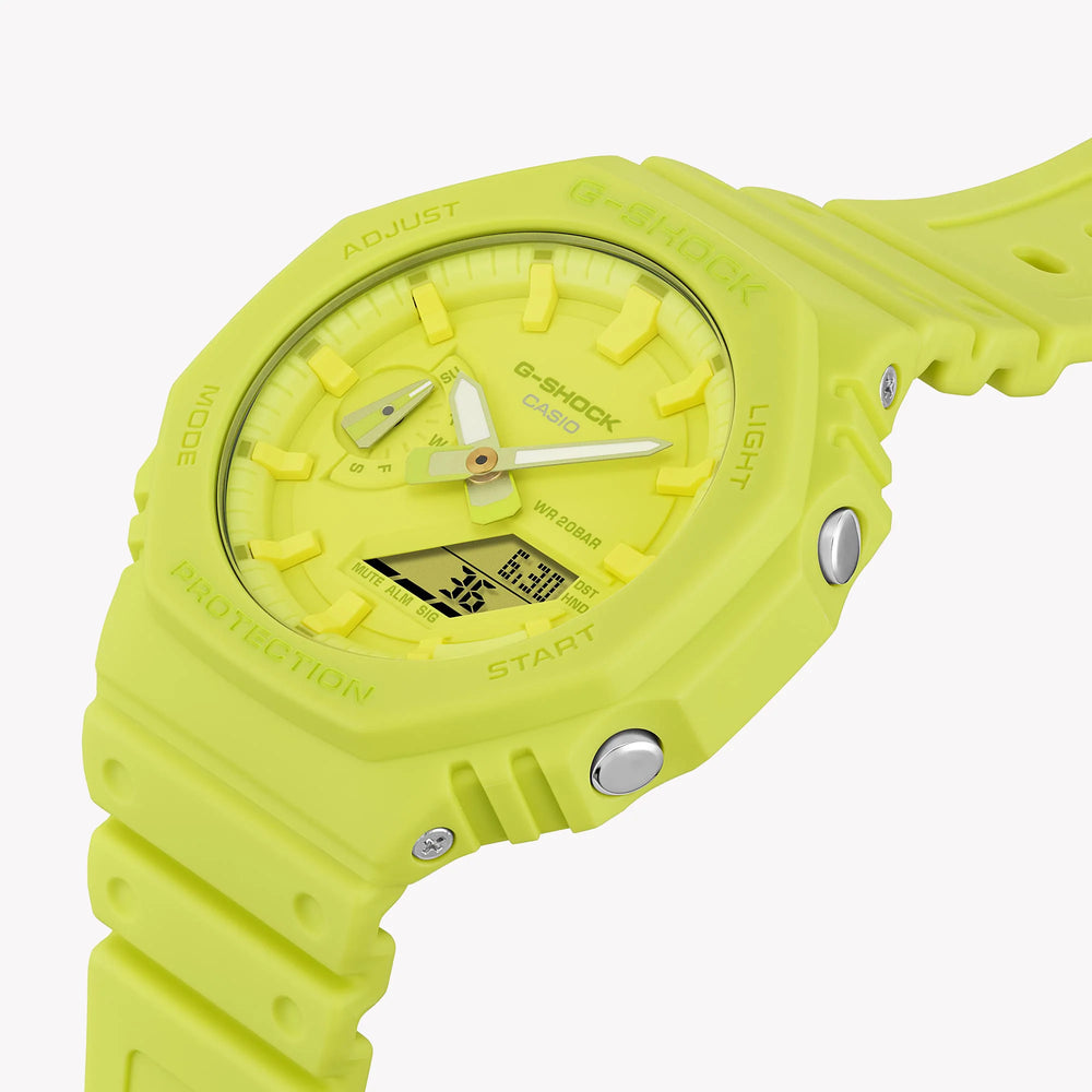 CASIO G-SHOCK GA-2100-9A9ER OAK - BOLD YELLOW ADVENTURER Unisex Watch with shock-resistant design and vibrant yellow dial.-i-Watch-6