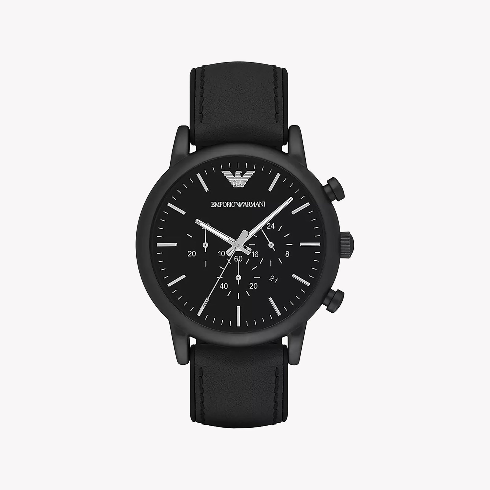 Emporio Armani Men's Black Leather Watch, Black Dial | Ar1970 by i-watch