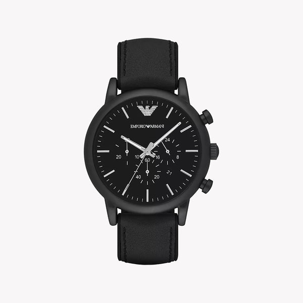 Emporio Armani Men's Black Leather Watch, Black Dial | Ar1970 by i-watch