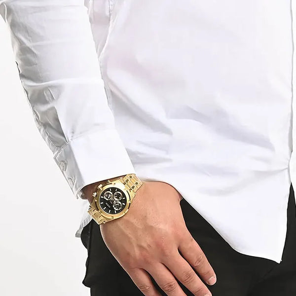 Guess Watches Men's Gold Stainless Steel, Black Dial | Gw0260g2 by i-watch