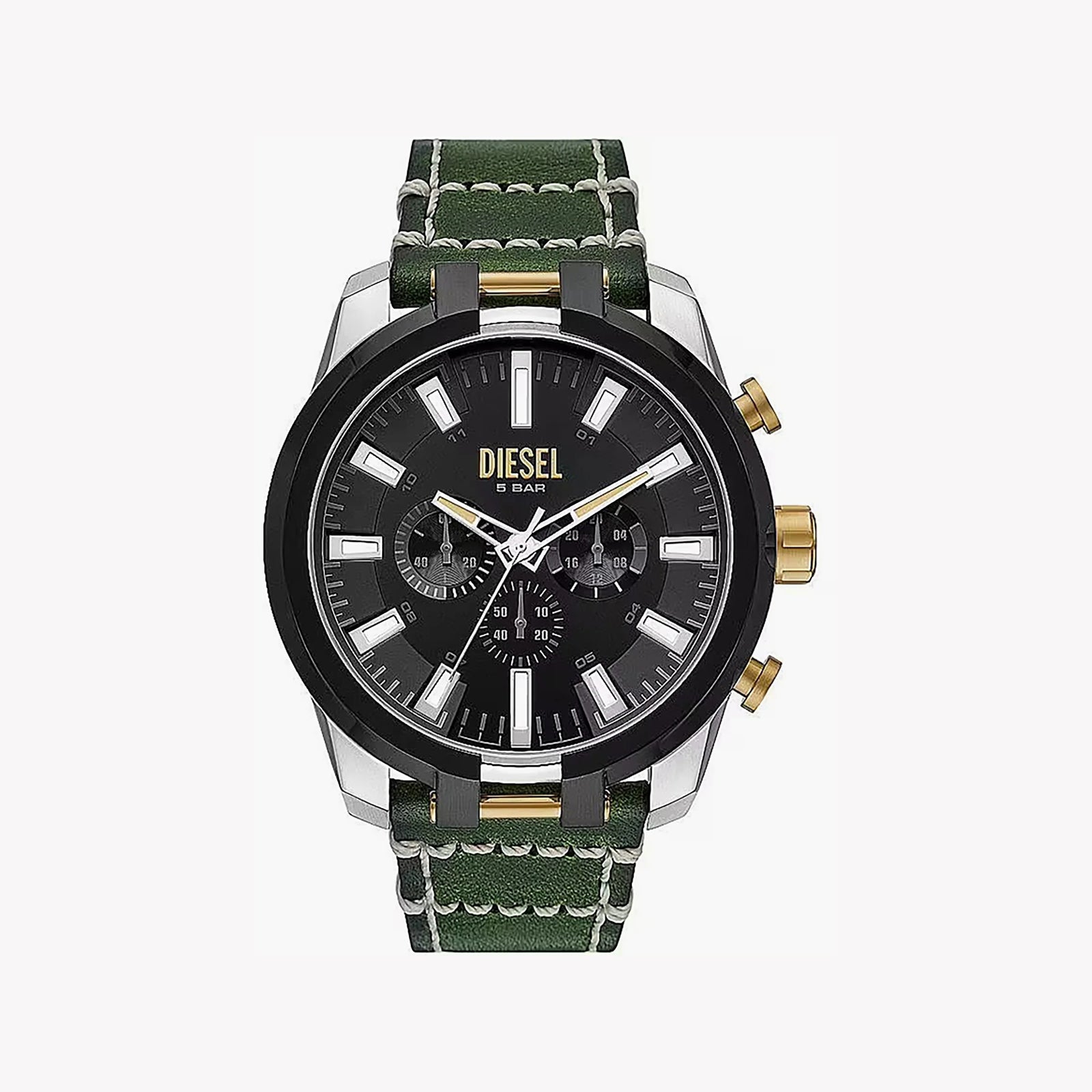 Diesel Men's Silver Watch, Green Leather Band | Dz4588 by i-watch