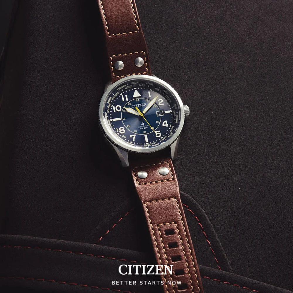 Citizen Bx1010-11l: Elegantly Bold – Men's Eco-Drive Watch With Leather Strap & World Time Function by i-watch