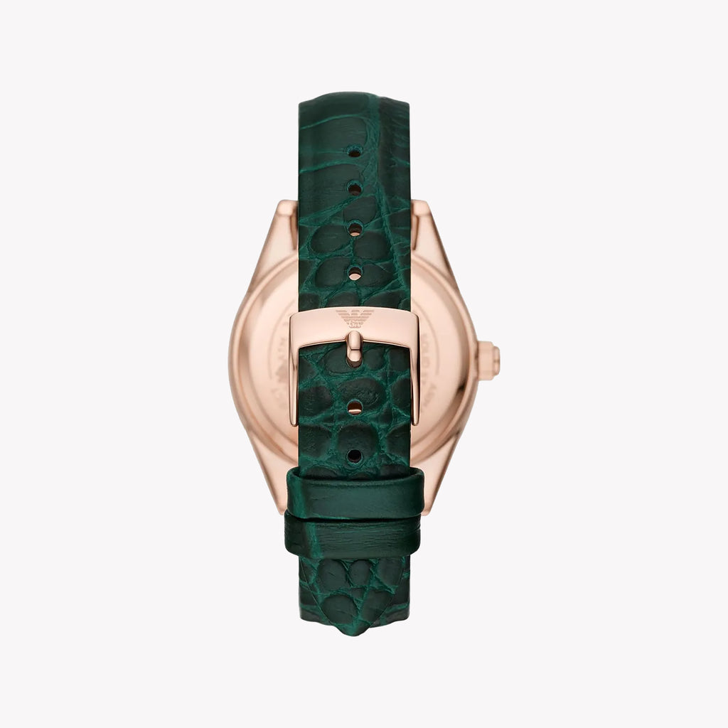 EMPORIO ARMANI AR11506 - ELEGANT ROSE GOLD & GREEN LEATHER WOMEN'S WATCH-i-Watch-3