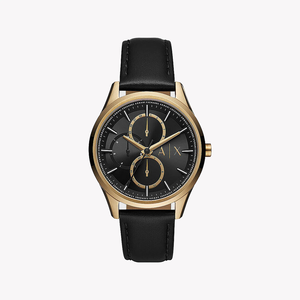 Armani Exchange Men's Gold Stainless Steel, Black Leather | Ax1869 by i-watch