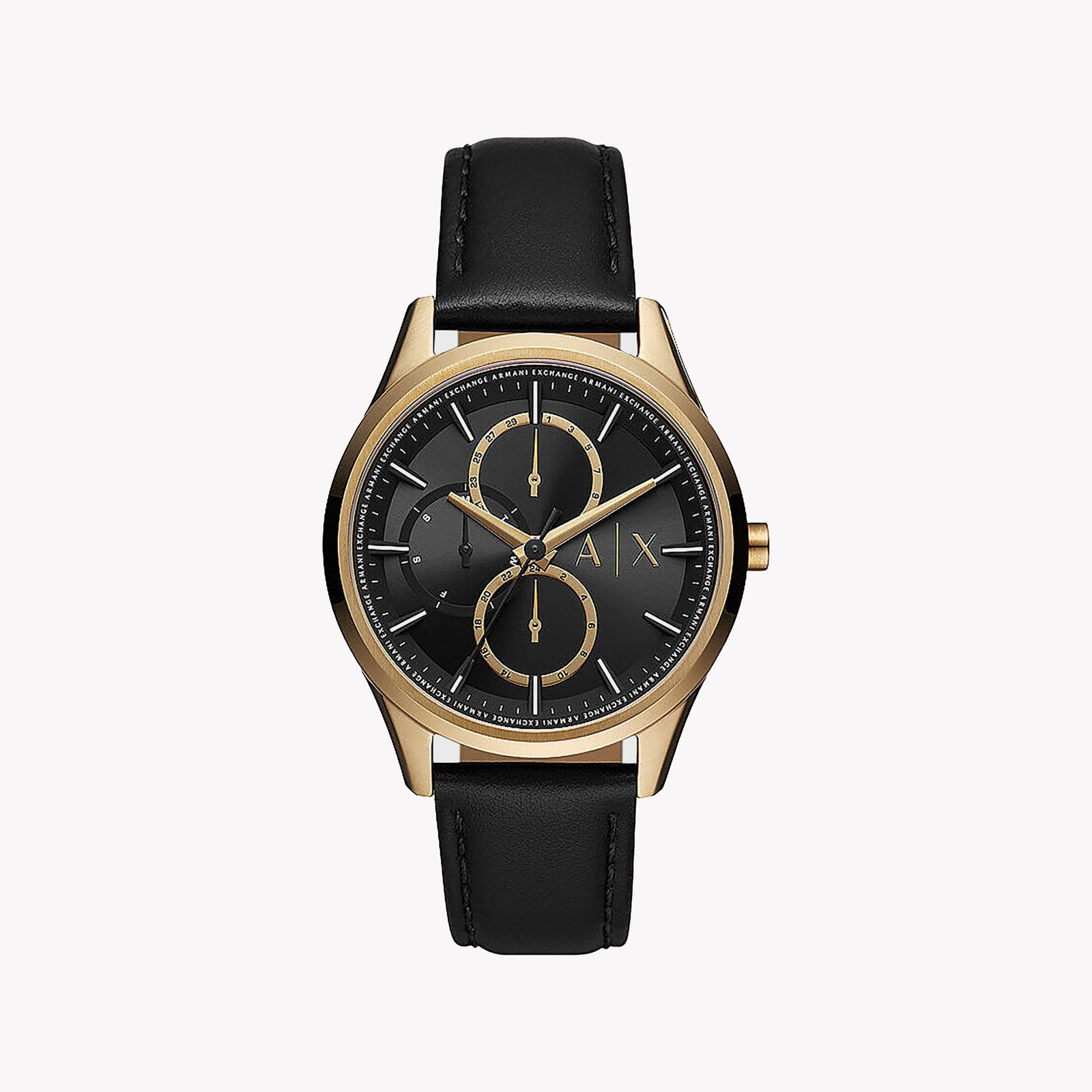 Armani Exchange Men's Gold Stainless Steel, Black Leather | Ax1869 by i-watch
