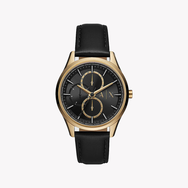Armani Exchange Men's Gold Stainless Steel, Black Leather | Ax1869 by i-watch