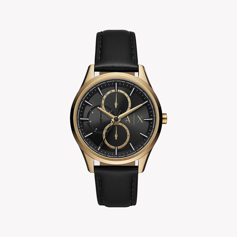 Armani Exchange Men's Gold Stainless Steel, Black Leather | Ax1869 by i-watch