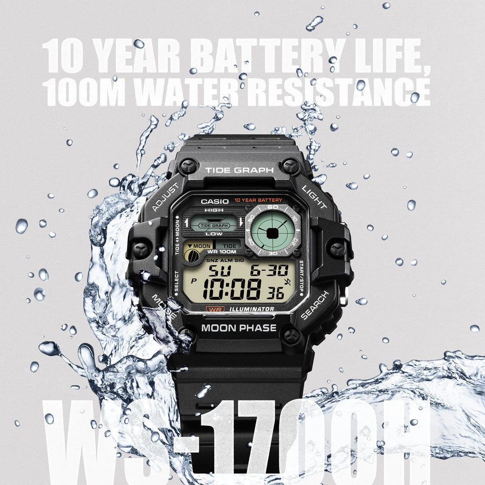 Casio Men's Black Digital Watch, Resin Case | Ws-1700h-1av by i-watch