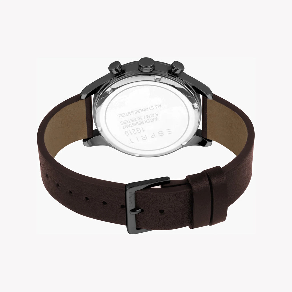 ESPRIT MEN'S CLASSIC TIMEPIECE - BROWN LEATHER BAND & BLACK DIAL - STYLISH & DURABLE-i-Watch-3