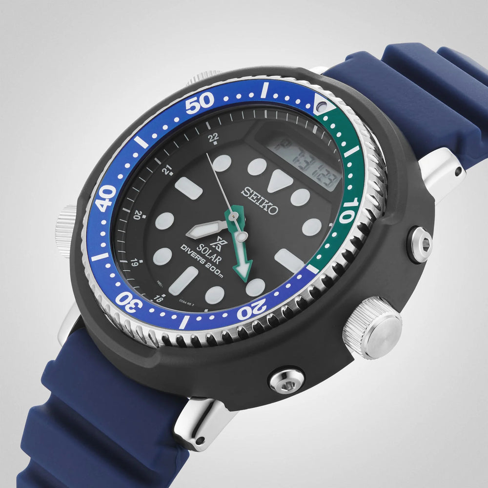 Seiko Men's Silver Stainless Steel, Dark Blue Silicone | Snj039p1 by i-watch