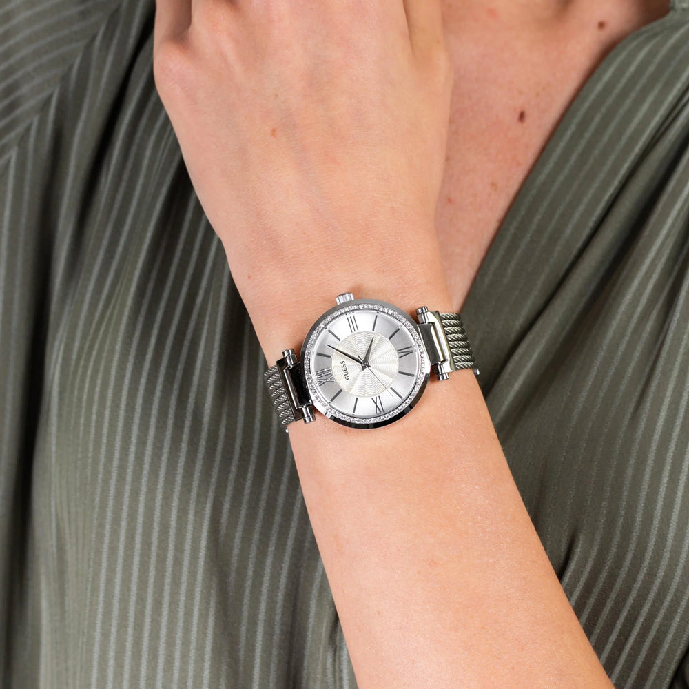 Guess Women's Silver Stainless Steel Watch, Silver Dial | W0638l1 by i-watch