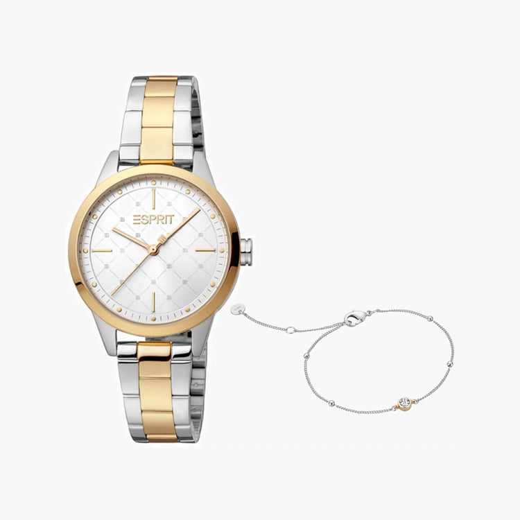 ESPRIT Women's Watch with Silver Stainless Steel Case and Silver & Gold Stainless Steel Band