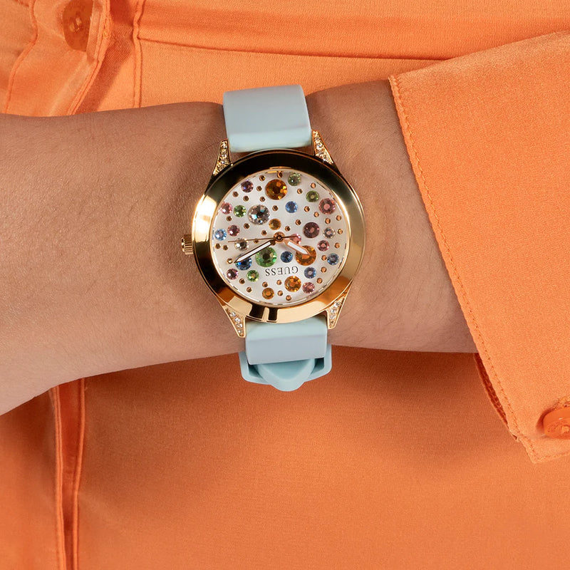 Guess Women's Gold Watch, Blue Silicone Band | Gw0678l1 by i-watch