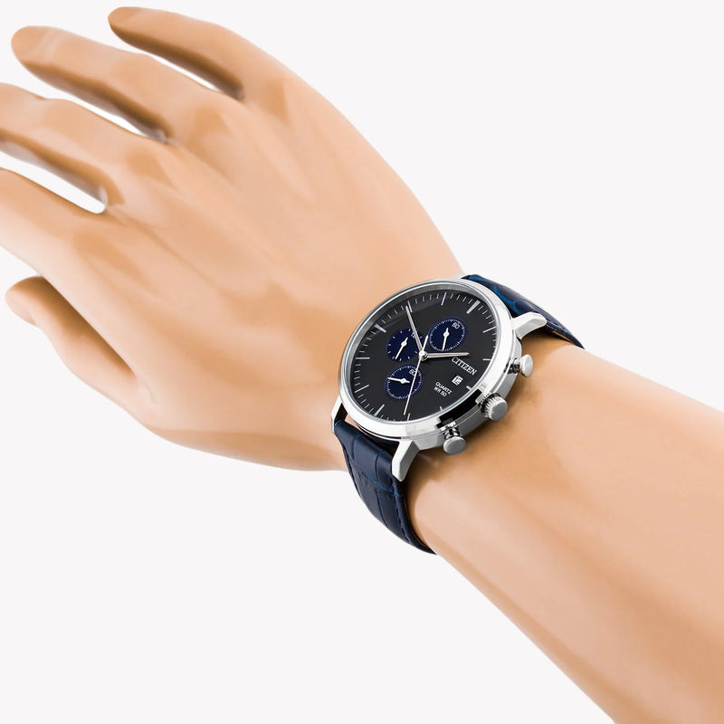 CITIZEN AN3610-04H BOLD PERFORMANCE - ELEGANT BLUE LEATHER & CHRONOGRAPH MEN'S WATCH-i-Watch-5