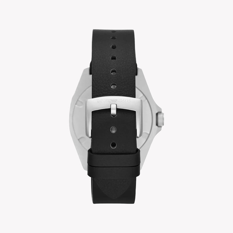 Emporio Armani Men's Silver Watch, Black Leather Band | Ar11308 by i-watch