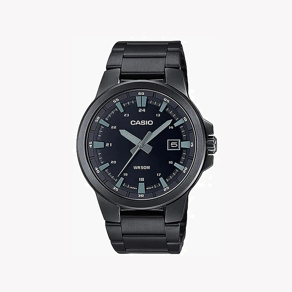 Casio Mtp-E173b-1avdf - Sporty Elegance Unisex Watch With Black Stainless Steel Band And Dial by i-watch