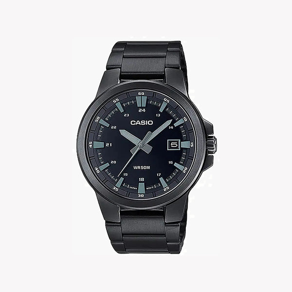 Casio Mtp-E173b-1avdf - Sporty Elegance Unisex Watch With Black Stainless Steel Band And Dial by i-watch