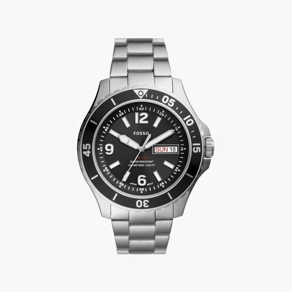 Fossil Men's Silver Stainless Steel Watch, Black Dial | Fs5687 by i-watch