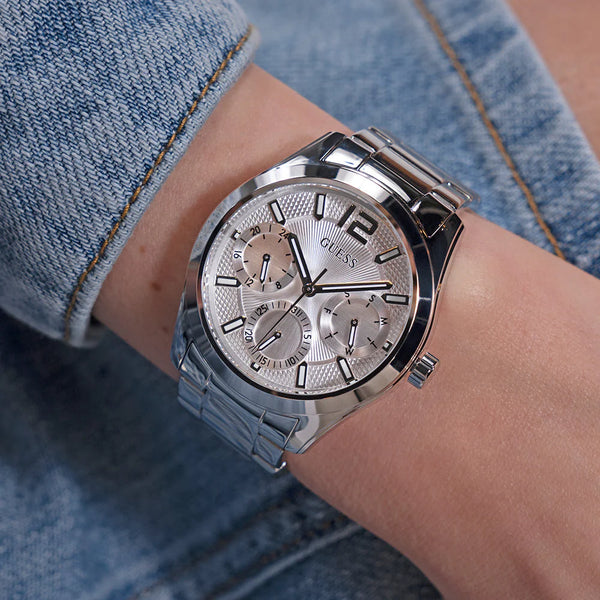 Guess Women's Silver Stainless Steel Watch, Silver Dial | Gw0760l1 by i-watch