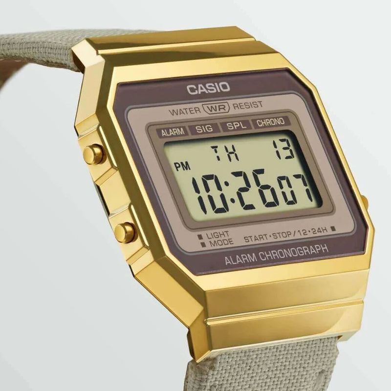 Casio Unisex Gold Watch, Gray Fabric Band | A700wegl-7aef by i-watch