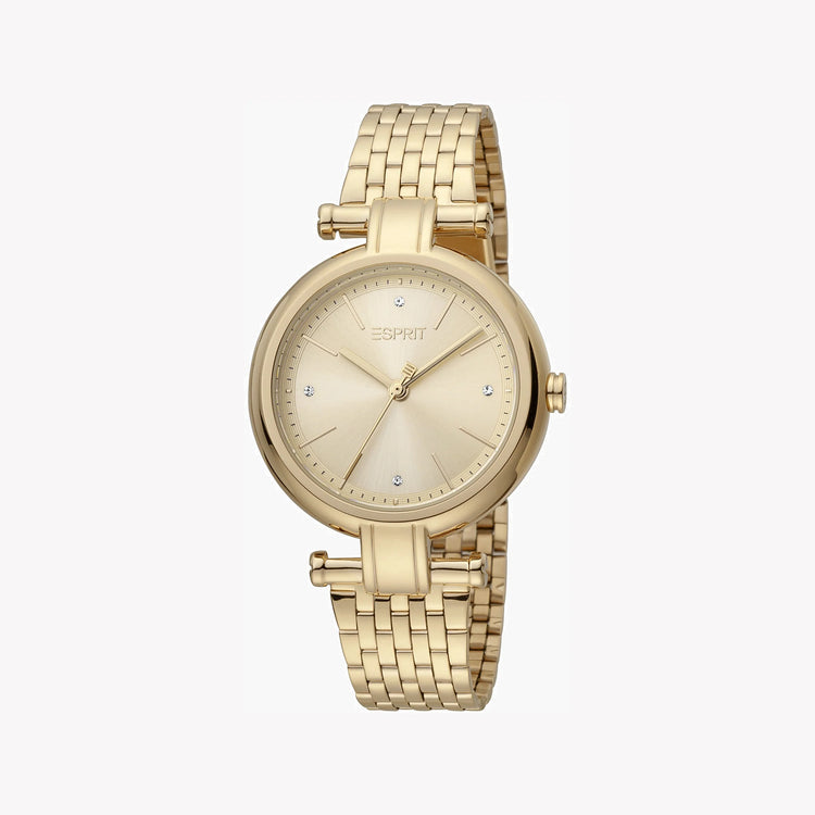 ESPRIT Women's Watch with Gold Stainless Steel Case and Gold Stainless Steel Band