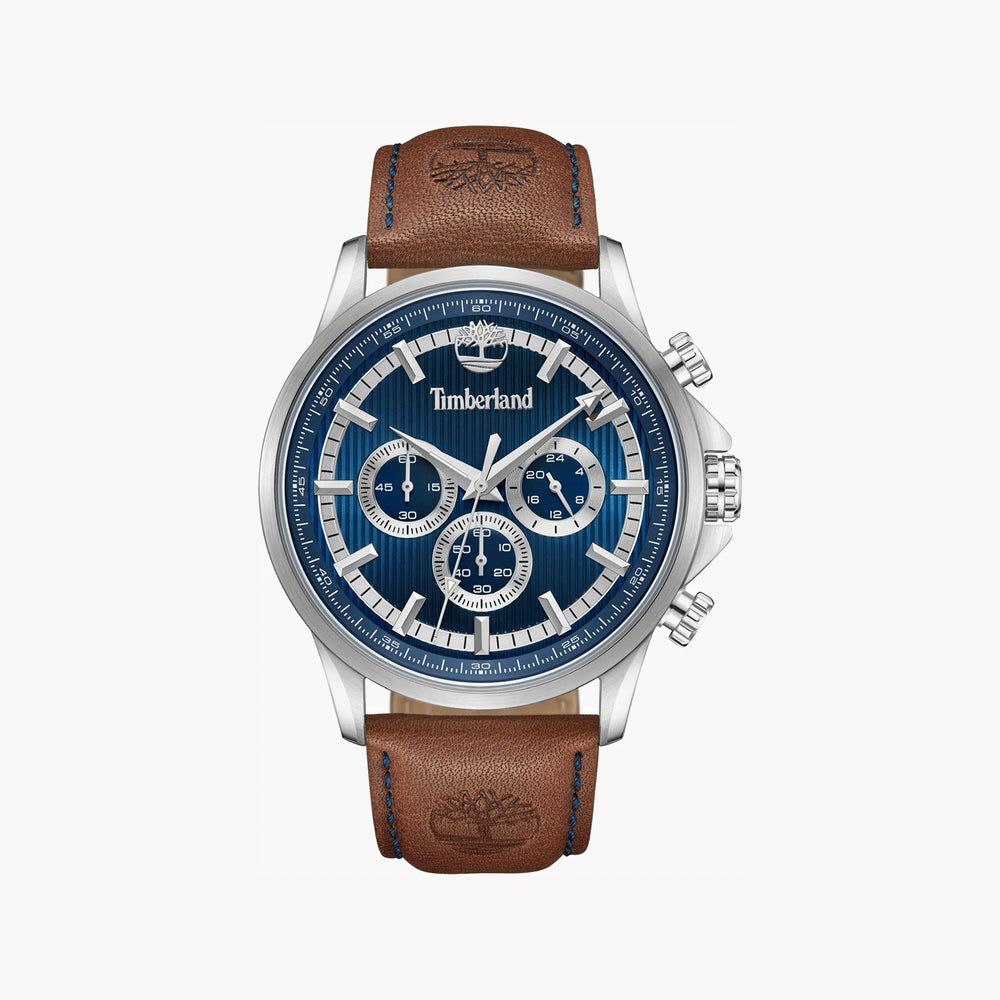 Timberland Men's Silver Watch, Blue Dial, Brown Leather | Tdwgf0054602 by i-watch