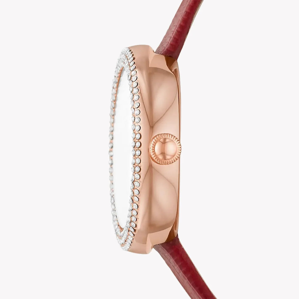 Emporio Armani Women's Red Leather Watch, Rose Gold | Ar11438 by i-watch