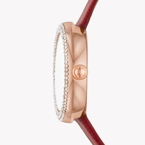 Emporio Armani Women's Red Leather Watch, Rose Gold | Ar11438 by i-watch