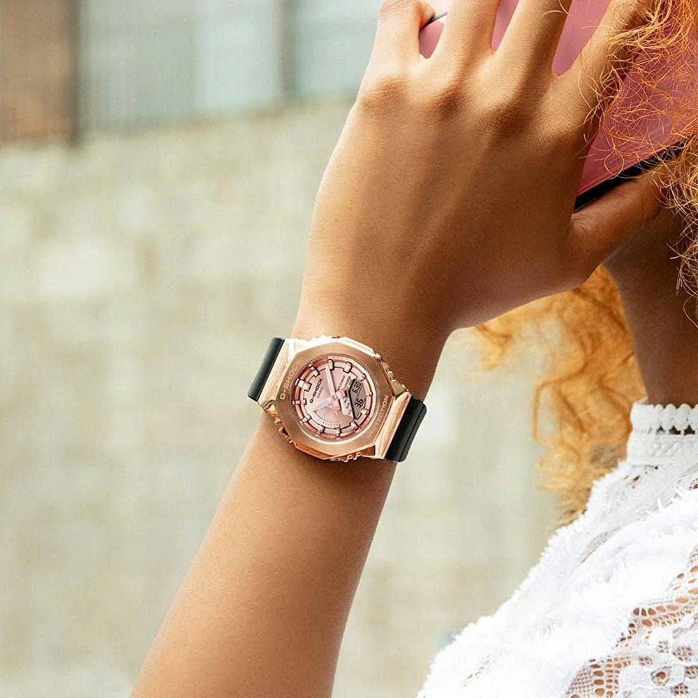 Casio G-Shock Women's Rose Gold Watch, Black Band | Gm-S2100pg Casio G-Shock Women's Rose Gold Watch, Black Band | Gm-S2100pg