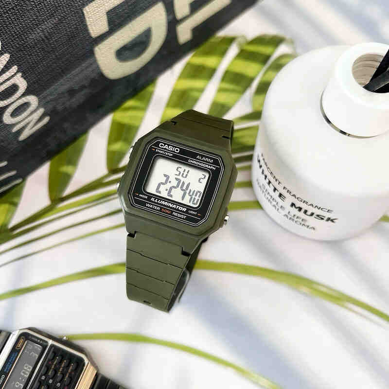 Casio W-217H-3AV Digitale grüne Herrenuhr