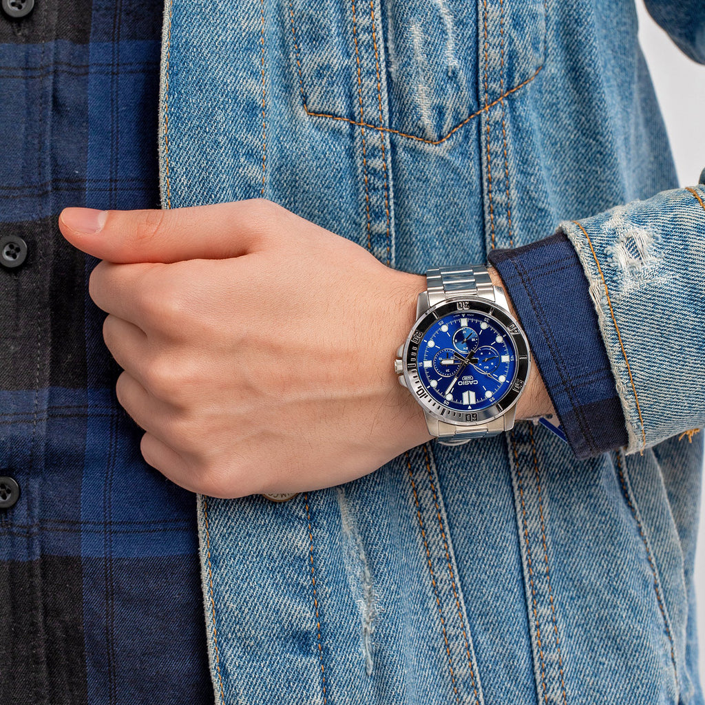 CASIO MTP-VD300D-2E - STYLISH STRENGTH: MEN'S BLUE DIAL STAINLESS STEEL WATCH-i-Watch-4