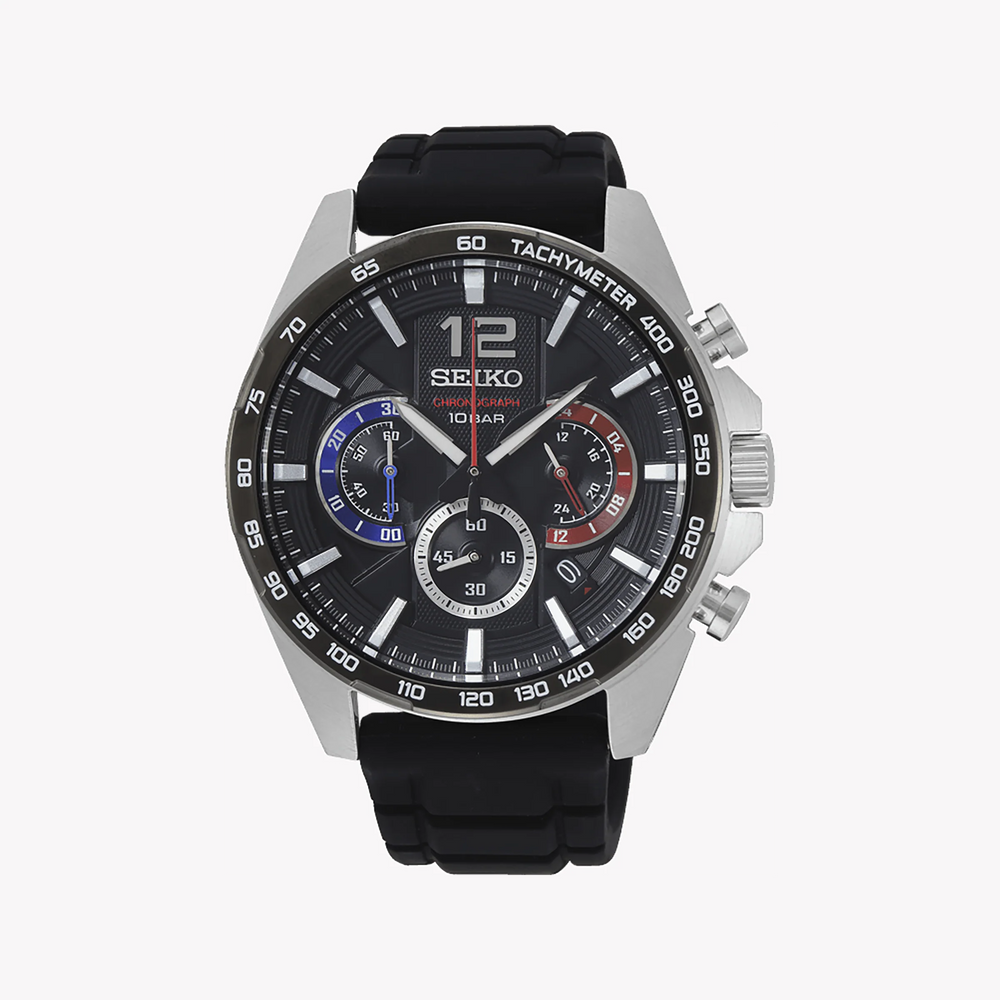 Seiko Men's Silver Stainless Steel Watch, Black Dial | Ssb347p1 by i-watch