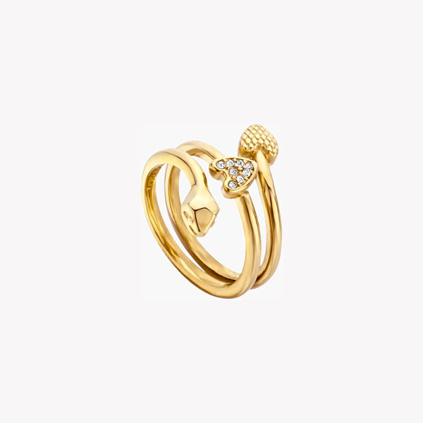 Just Cavalli Women's Gold Brass Ring, Gold Finish | Jcrg00620207