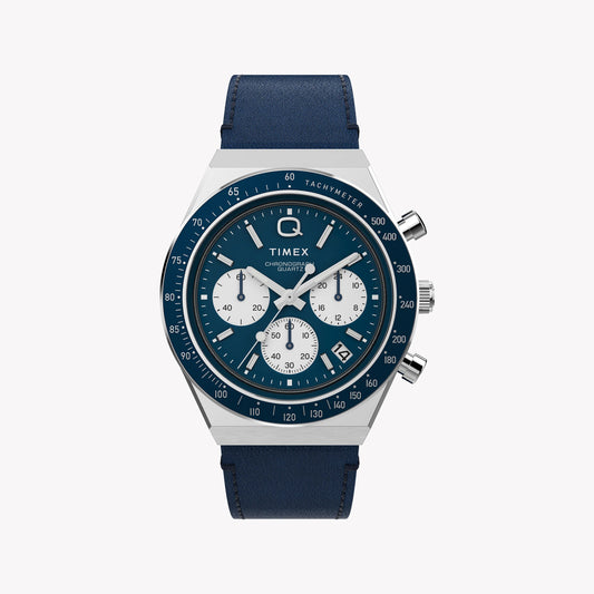 ساعة Timex Q Diver مستوحاة من Chrono SST Case Blue Dial Blue Strap TW2W51700 للرجال