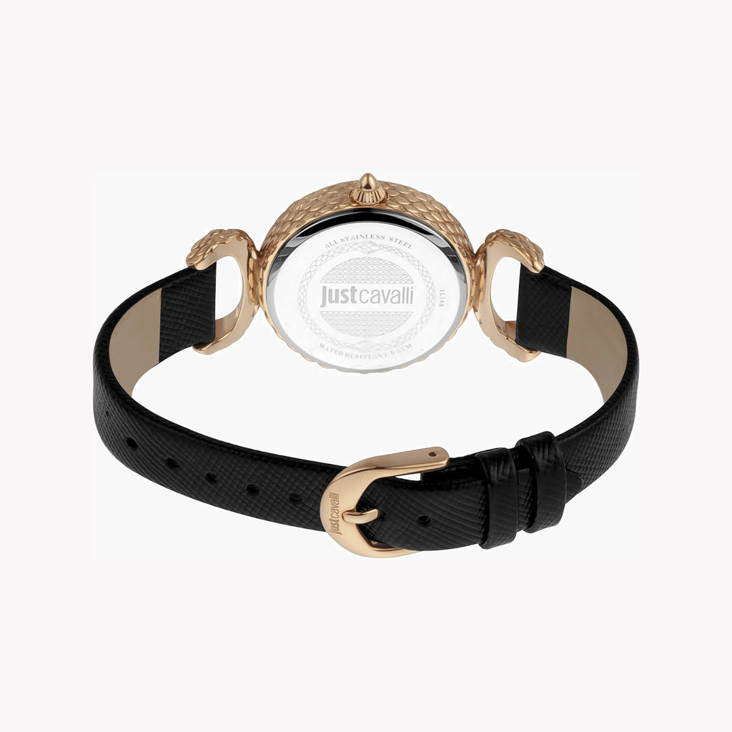 JUST CAVALLI Women's Watch with Rose Gold Stainless Steel Case and Black Leather Band-i-Watch-3