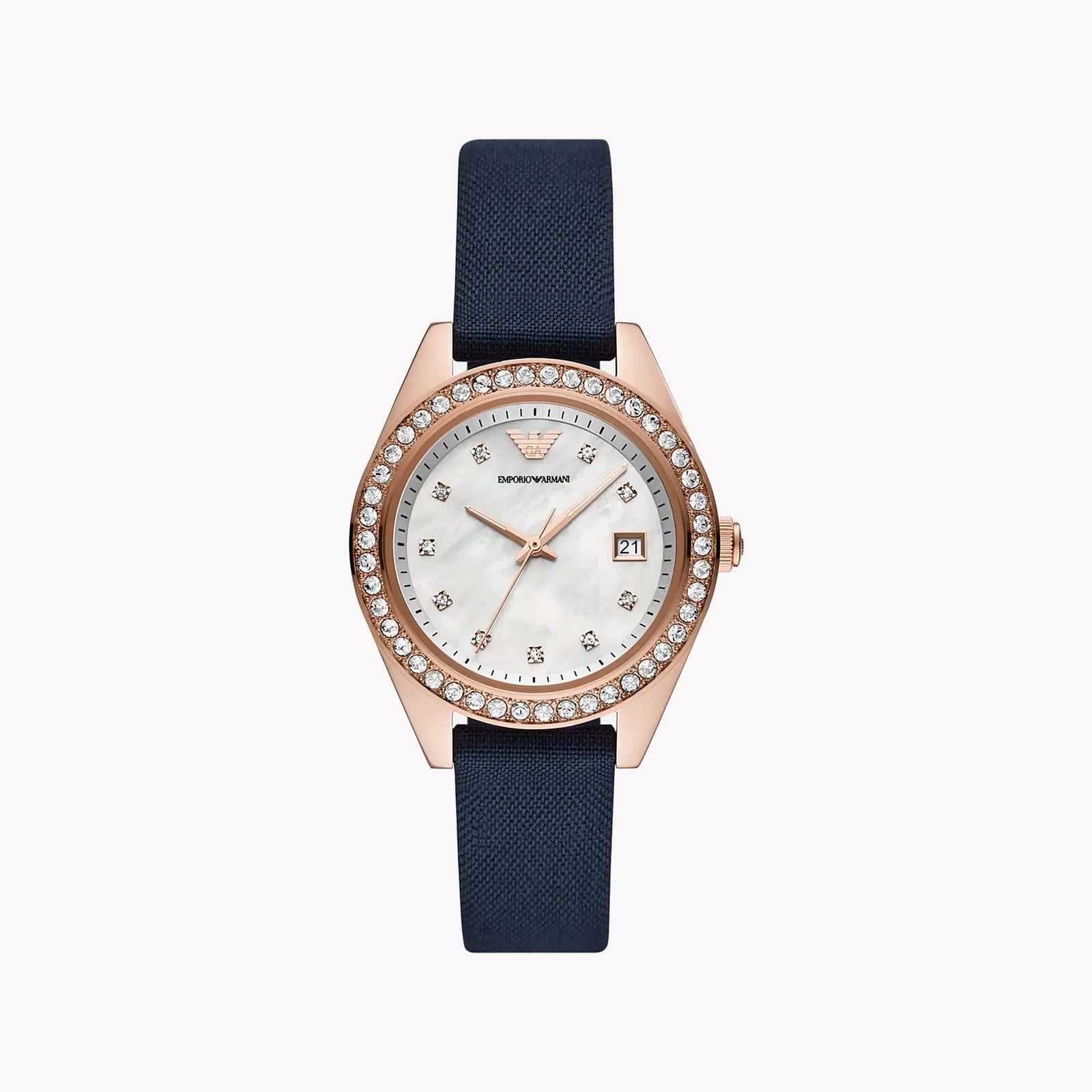 Emporio Armani Women's Rose Gold Watch, Blue Leather | Ar11448 by i-watch