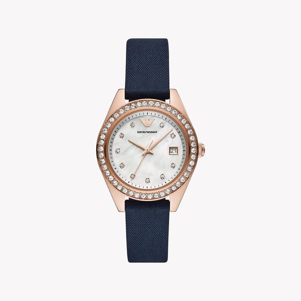 Emporio Armani Women's Rose Gold Watch, Blue Leather | Ar11448 by i-watch