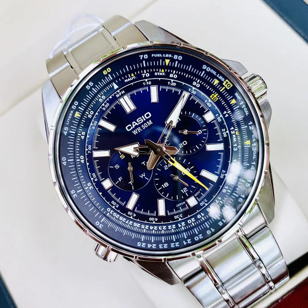 Casio Mtp-Sw320d-2avdf Sporty Elegance - Men's Stainless Steel Timepiece With Blue Dial by i-watch