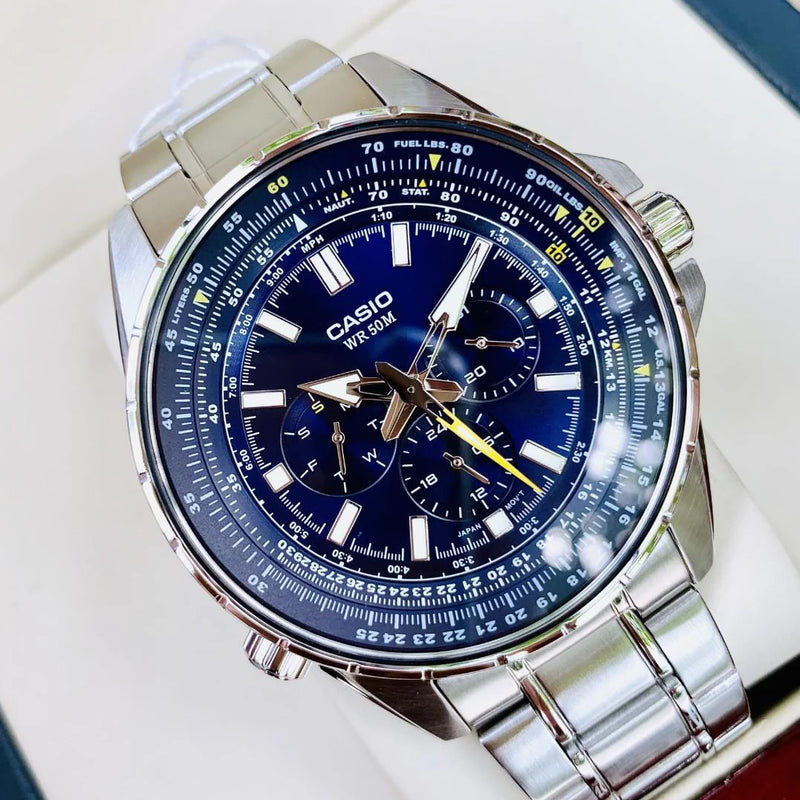 Casio Mtp-Sw320d-2avdf Sporty Elegance - Men's Stainless Steel Timepiece With Blue Dial by i-watch