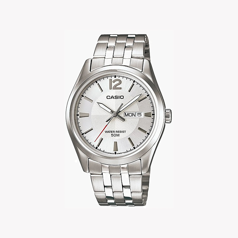 Casio Men's Silver Stainless Steel Watch, White Dial | Mtp-1335d-7avdf by i-watch